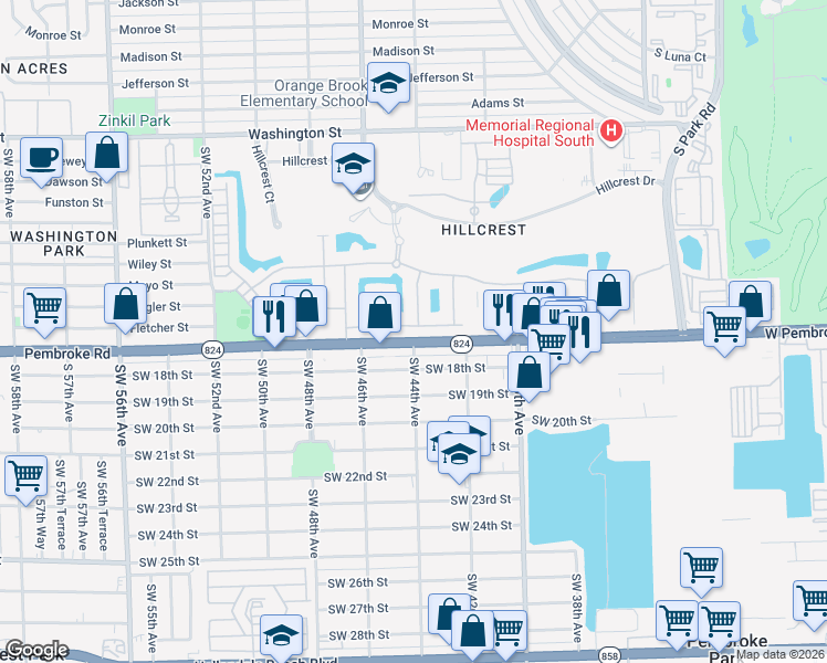 map of restaurants, bars, coffee shops, grocery stores, and more near 1575 Pongam Terrace in Hollywood