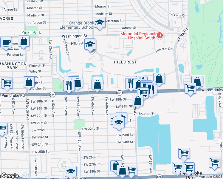 map of restaurants, bars, coffee shops, grocery stores, and more near 1575 Pongam Terrace in Hollywood