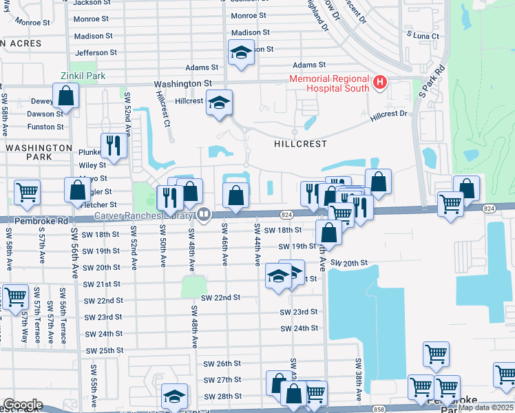 map of restaurants, bars, coffee shops, grocery stores, and more near 1575 Pongam Terrace in Hollywood