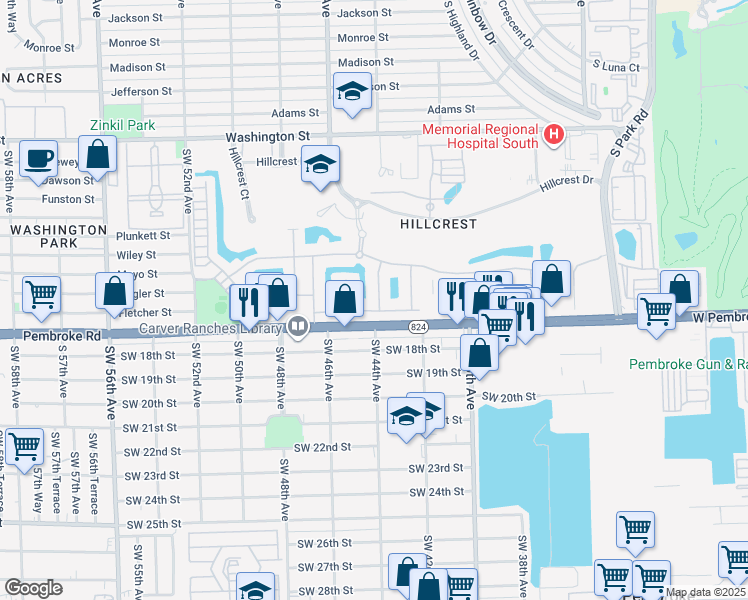 map of restaurants, bars, coffee shops, grocery stores, and more near 1575 Pongam Terrace in Hollywood