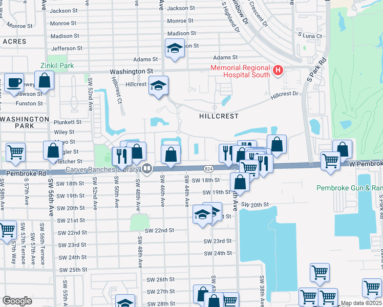 map of restaurants, bars, coffee shops, grocery stores, and more near 1575 Pongam Terrace in Hollywood