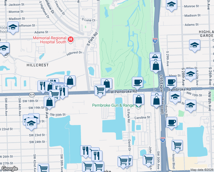 map of restaurants, bars, coffee shops, grocery stores, and more near 3244 Florida Street in Hollywood