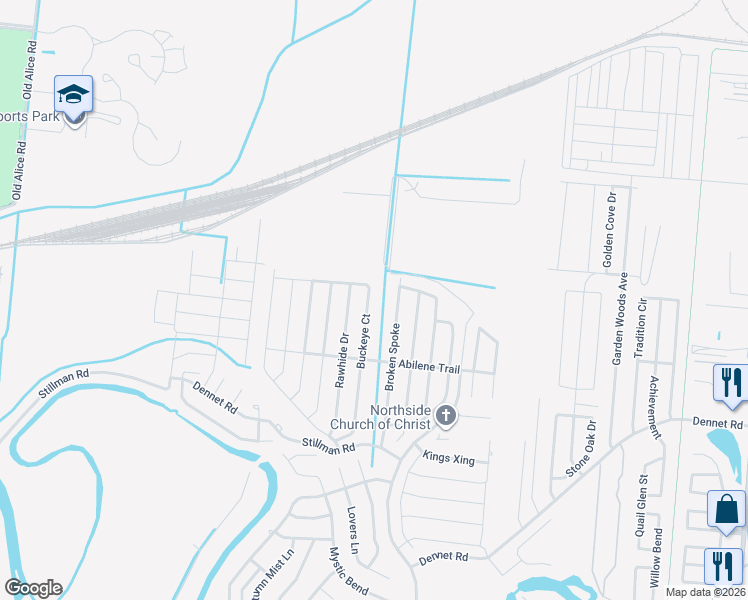 map of restaurants, bars, coffee shops, grocery stores, and more near 5610 Rawhide Dr in Brownsville