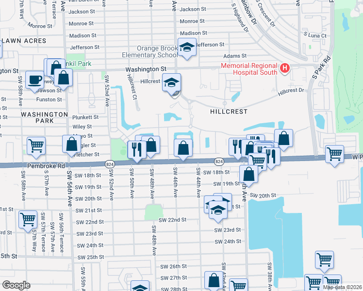 map of restaurants, bars, coffee shops, grocery stores, and more near 1575 Bursera Terrace in Hollywood