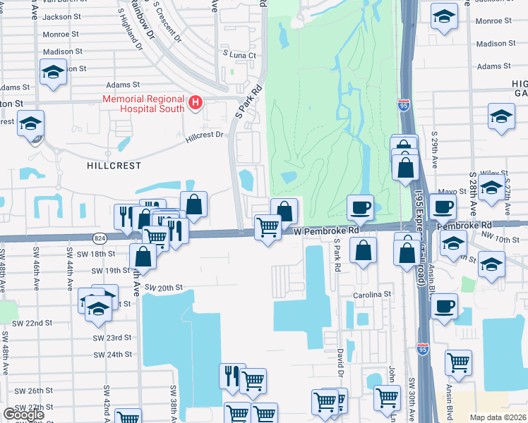 map of restaurants, bars, coffee shops, grocery stores, and more near 3244 Florida Street in Hollywood