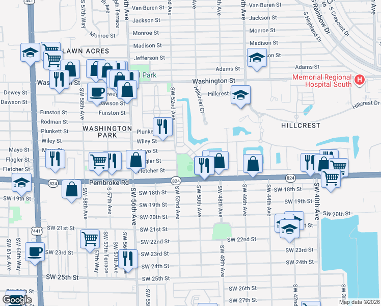 map of restaurants, bars, coffee shops, grocery stores, and more near 5195 Eucalyptus Drive in Hollywood