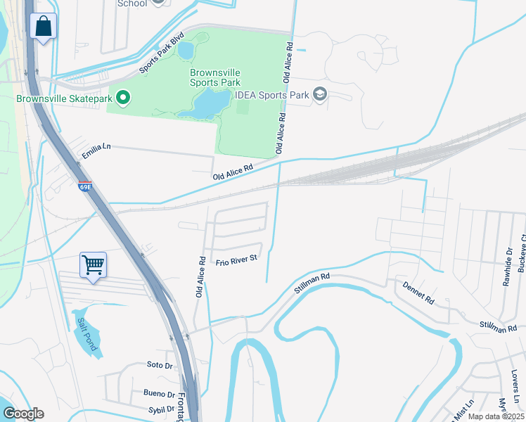 map of restaurants, bars, coffee shops, grocery stores, and more near 6271 Pecos River Street in Brownsville