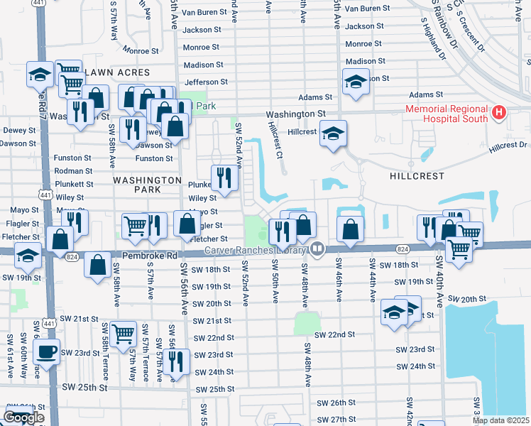 map of restaurants, bars, coffee shops, grocery stores, and more near 5195 Eucalyptus Drive in Hollywood