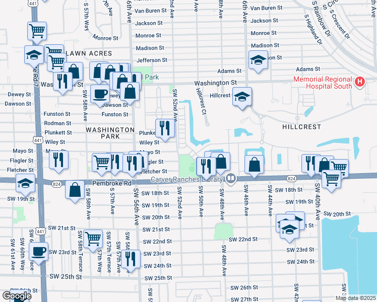 map of restaurants, bars, coffee shops, grocery stores, and more near 5195 Eucalyptus Drive in Hollywood
