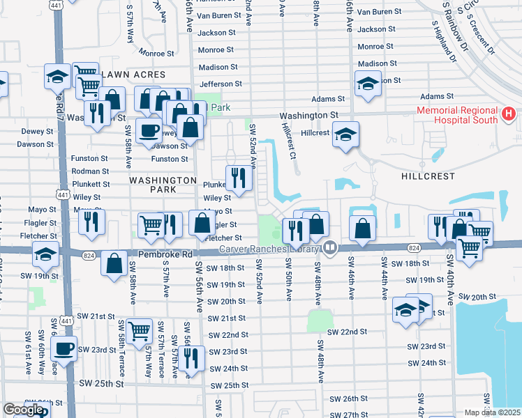 map of restaurants, bars, coffee shops, grocery stores, and more near 5195 Eucalyptus Drive in Hollywood
