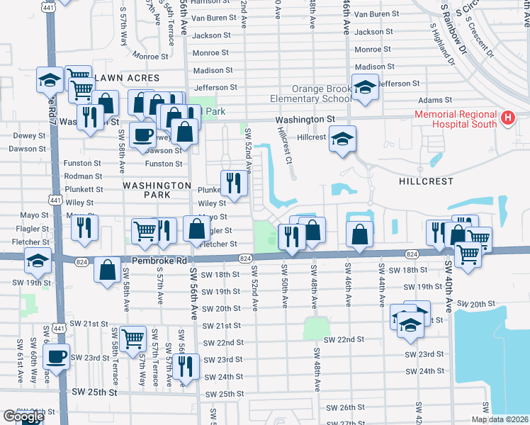 map of restaurants, bars, coffee shops, grocery stores, and more near 5195 Eucalyptus Drive in Hollywood