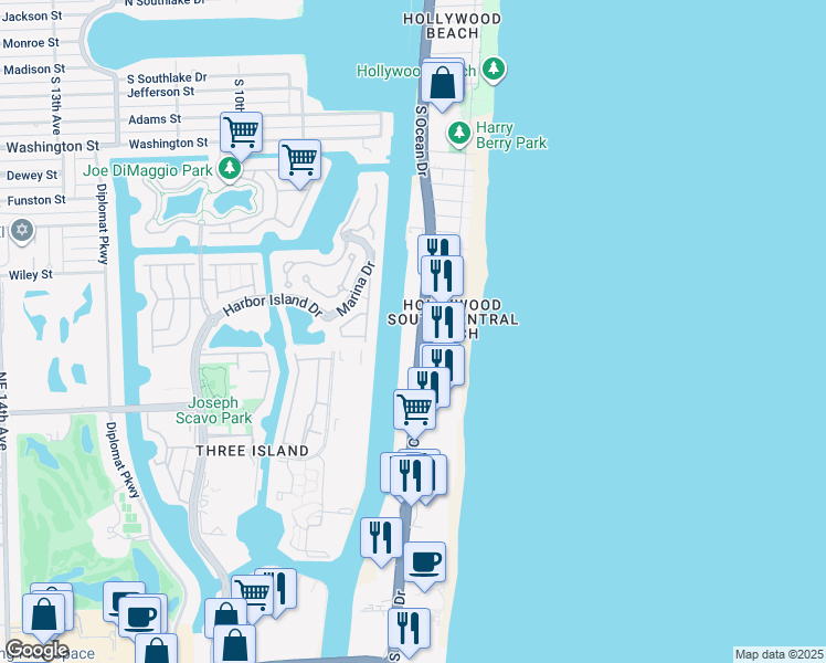 map of restaurants, bars, coffee shops, grocery stores, and more near in Hollywood