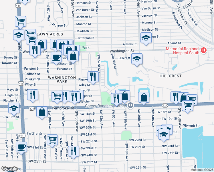 map of restaurants, bars, coffee shops, grocery stores, and more near 5195 Eucalyptus Drive in Hollywood