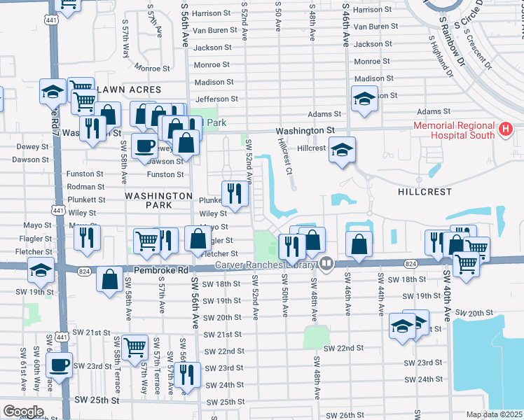 map of restaurants, bars, coffee shops, grocery stores, and more near 5195 Eucalyptus Drive in Hollywood