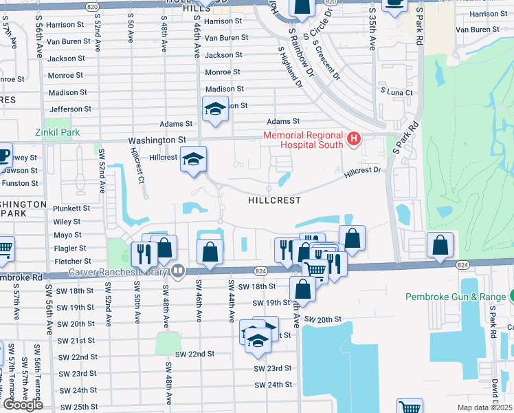 map of restaurants, bars, coffee shops, grocery stores, and more near 4350 Hillcrest Drive in Hollywood