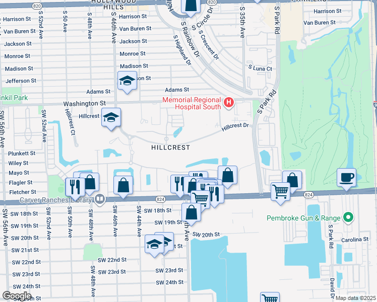 map of restaurants, bars, coffee shops, grocery stores, and more near 3800 Hillcrest Drive in Hollywood