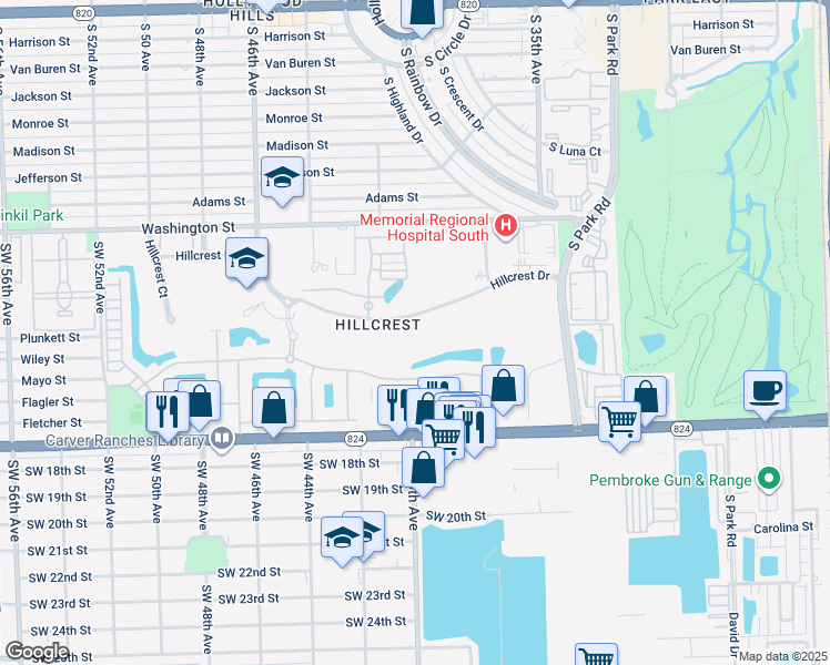 map of restaurants, bars, coffee shops, grocery stores, and more near 4330 Hillcrest Drive in Hollywood