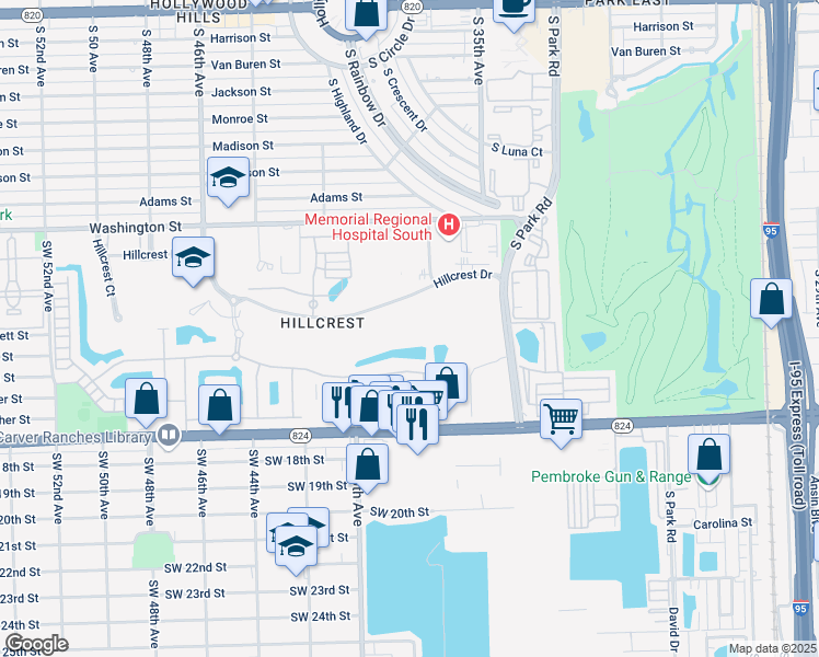 map of restaurants, bars, coffee shops, grocery stores, and more near 3800 Hillcrest Drive in Hollywood