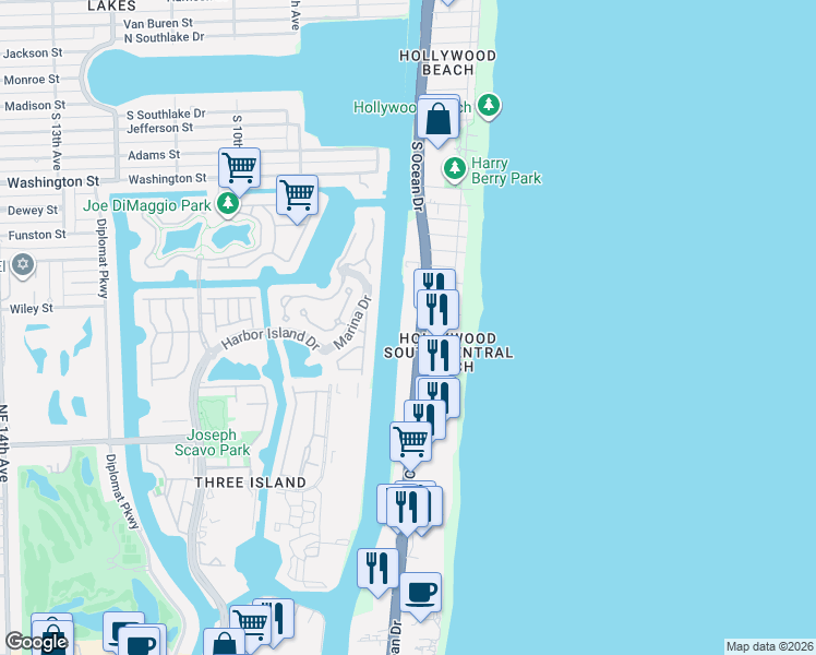 map of restaurants, bars, coffee shops, grocery stores, and more near in Hollywood