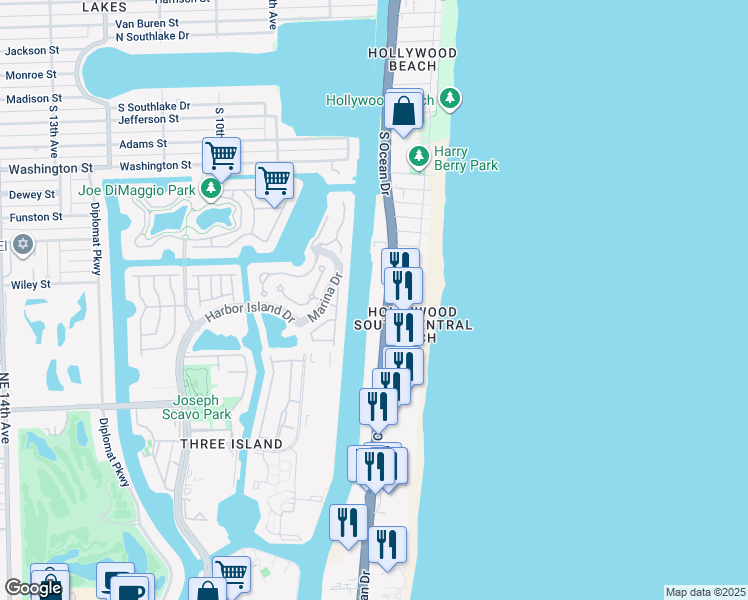 map of restaurants, bars, coffee shops, grocery stores, and more near in Hollywood