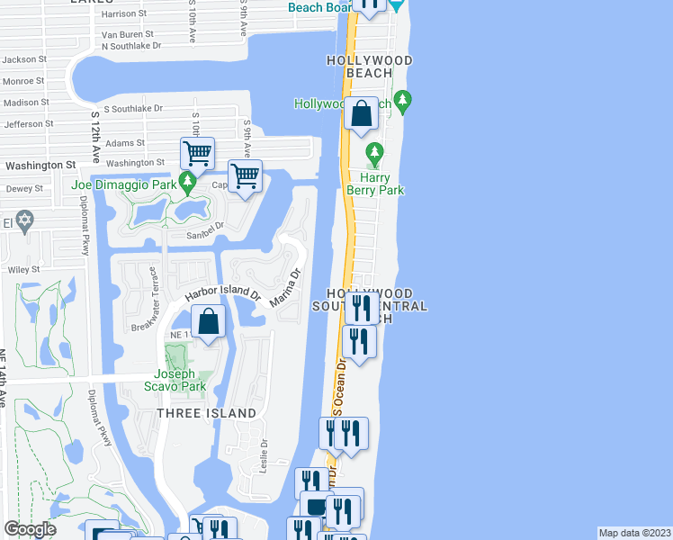 map of restaurants, bars, coffee shops, grocery stores, and more near in Hollywood