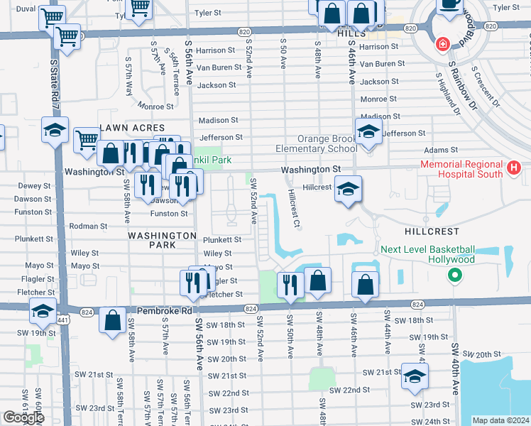 map of restaurants, bars, coffee shops, grocery stores, and more near 1030 Eucalyptus Drive in Hollywood