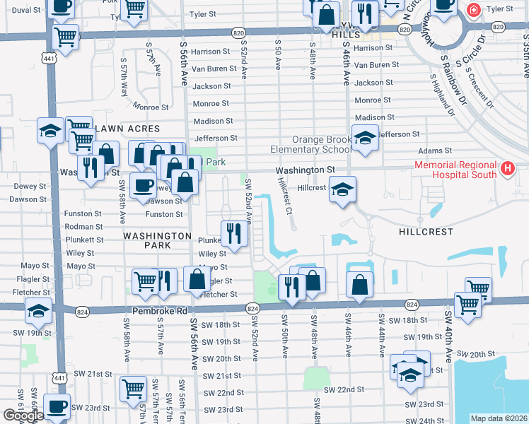 map of restaurants, bars, coffee shops, grocery stores, and more near 1030 Eucalyptus Drive in Hollywood