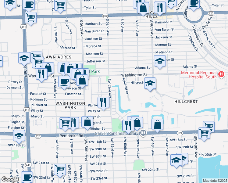 map of restaurants, bars, coffee shops, grocery stores, and more near 1030 Eucalyptus Drive in Hollywood