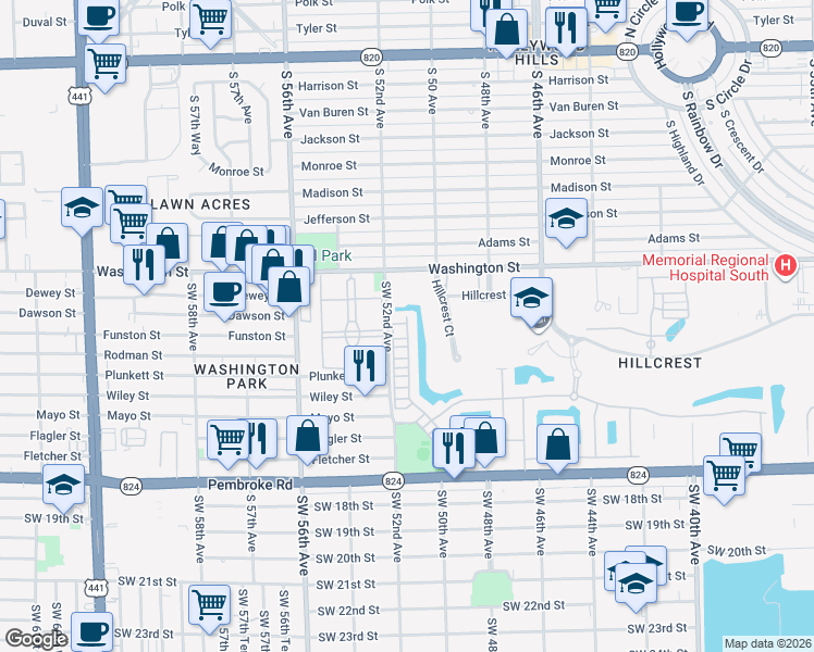 map of restaurants, bars, coffee shops, grocery stores, and more near 1030 Eucalyptus Drive in Hollywood