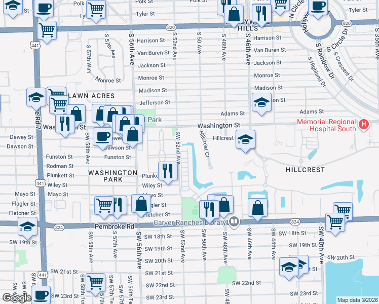map of restaurants, bars, coffee shops, grocery stores, and more near 1030 Eucalyptus Drive in Hollywood