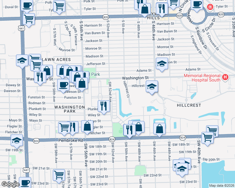 map of restaurants, bars, coffee shops, grocery stores, and more near 1030 Eucalyptus Drive in Hollywood