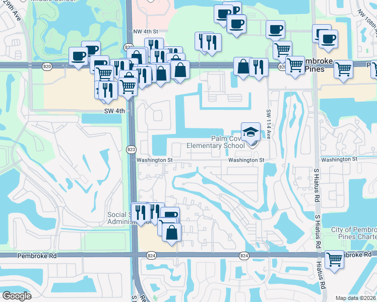 map of restaurants, bars, coffee shops, grocery stores, and more near 790 119th Avenue in Pembroke Pines