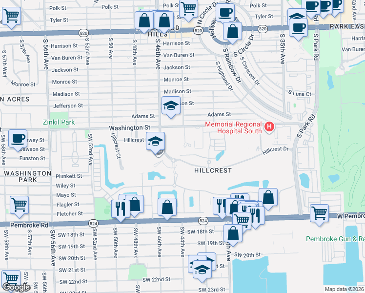 map of restaurants, bars, coffee shops, grocery stores, and more near 4373 Large Leaf Lane in Hollywood