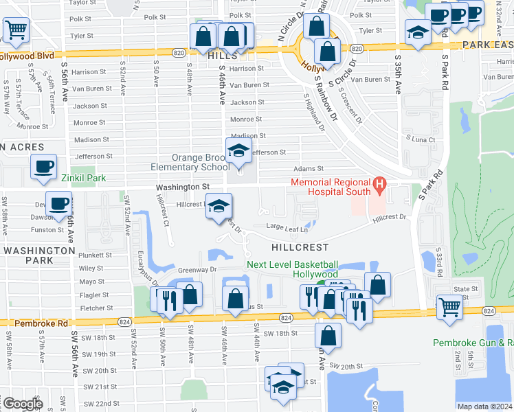 map of restaurants, bars, coffee shops, grocery stores, and more near 1100 Tallwood Avenue in Hollywood