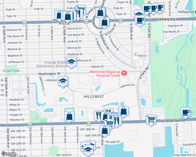 map of restaurants, bars, coffee shops, grocery stores, and more near 3943 Mahogany Lane in Hollywood
