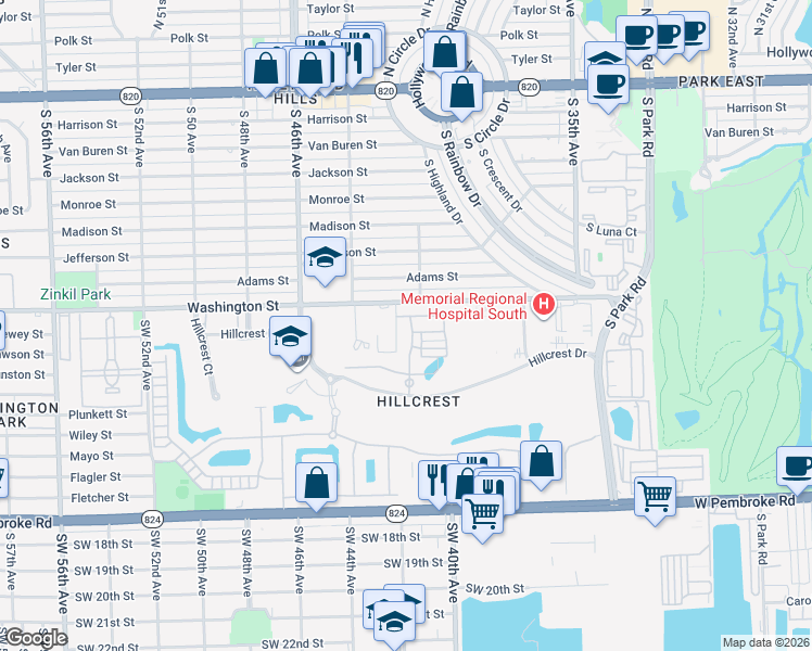 map of restaurants, bars, coffee shops, grocery stores, and more near 4153 Mahogany Lane in Hollywood