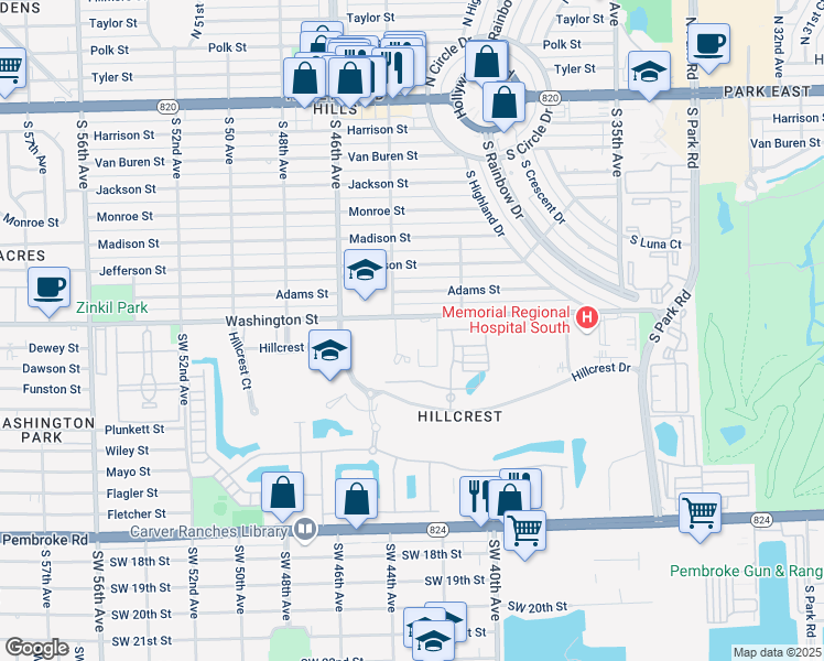 map of restaurants, bars, coffee shops, grocery stores, and more near 1600 Tallwood Avenue in Hollywood