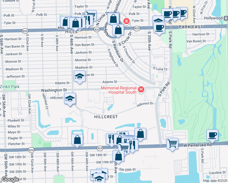 map of restaurants, bars, coffee shops, grocery stores, and more near 3943 Mahogany Lane in Hollywood