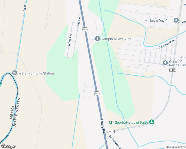 map of restaurants, bars, coffee shops, grocery stores, and more near 26063 Old Military Hwy in Brownsville