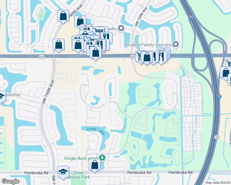 map of restaurants, bars, coffee shops, grocery stores, and more near 632 Enclave Circle East in Pembroke Pines