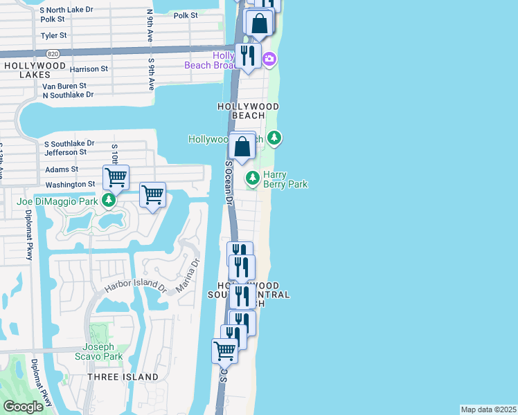 map of restaurants, bars, coffee shops, grocery stores, and more near 1351 Azalea Terrace in Hollywood