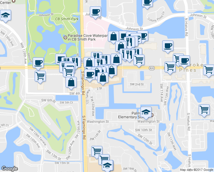 map of restaurants, bars, coffee shops, grocery stores, and more near 201 Southwest 120th Avenue in Pembroke Pines
