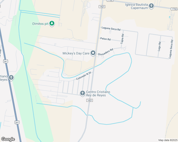map of restaurants, bars, coffee shops, grocery stores, and more near 9312 Colorado North Street in Brownsville