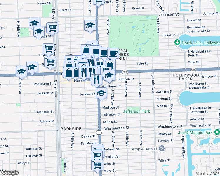 map of restaurants, bars, coffee shops, grocery stores, and more near in 