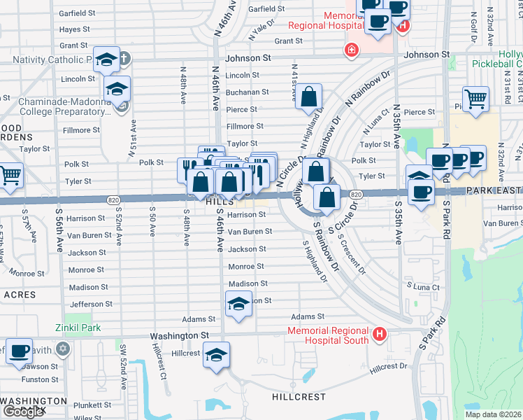 map of restaurants, bars, coffee shops, grocery stores, and more near 4308 Hollywood Boulevard in Hollywood