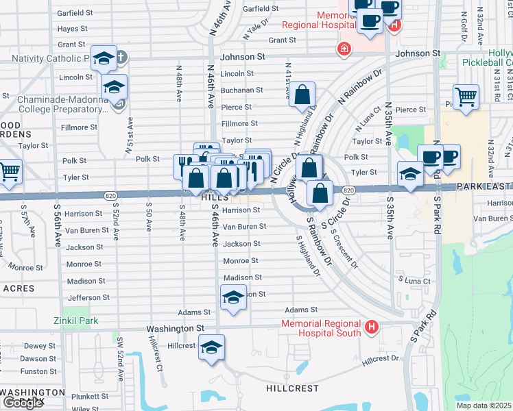 map of restaurants, bars, coffee shops, grocery stores, and more near 4308 Hollywood Boulevard in Hollywood
