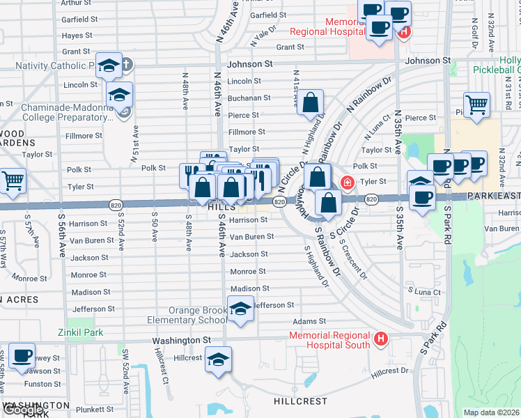 map of restaurants, bars, coffee shops, grocery stores, and more near 4308 Hollywood Boulevard in Hollywood