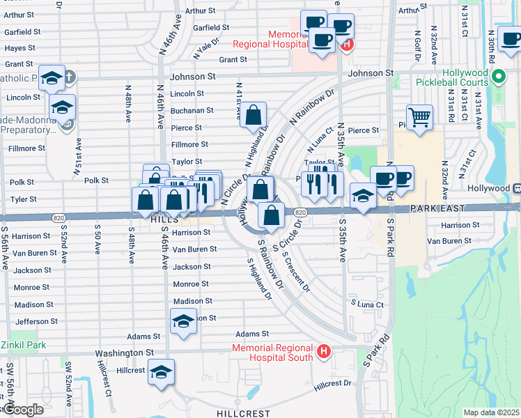 map of restaurants, bars, coffee shops, grocery stores, and more near 4000 Hollywood Boulevard in Hollywood