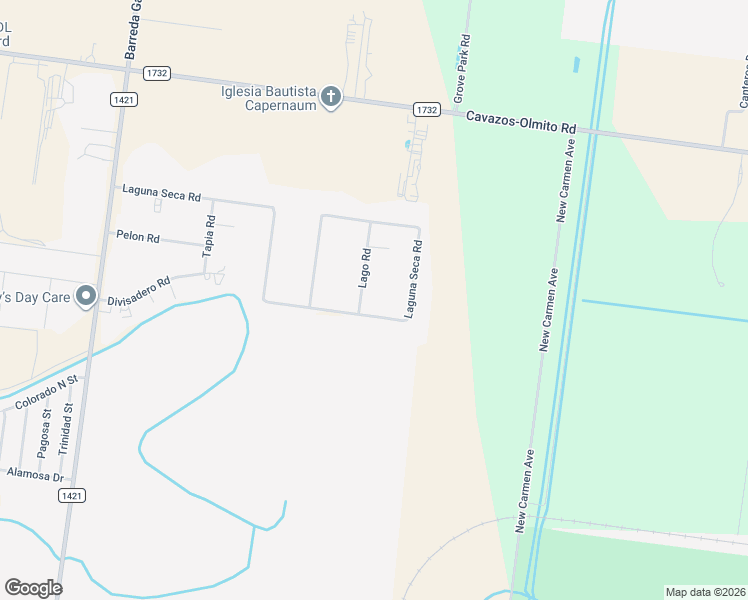 map of restaurants, bars, coffee shops, grocery stores, and more near 1047 Lago Road in Brownsville