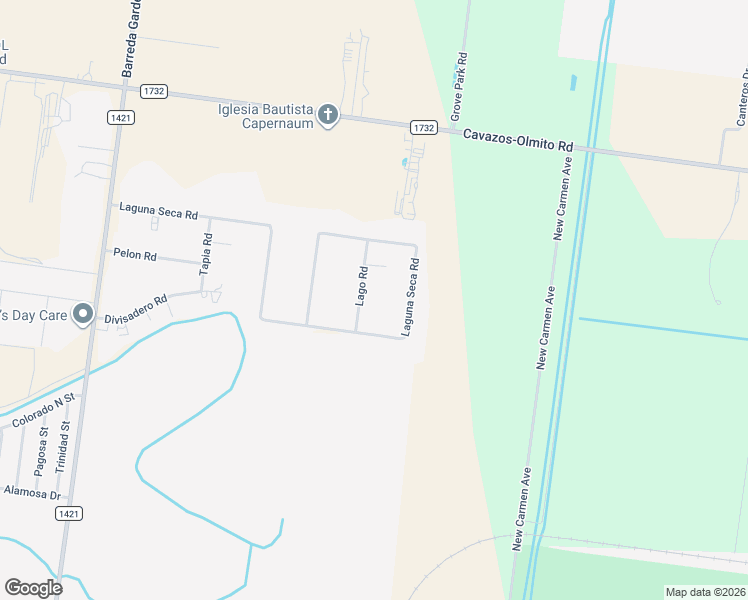 map of restaurants, bars, coffee shops, grocery stores, and more near 1047 Lago Road in Brownsville